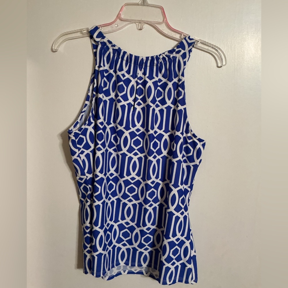 Jude Connally Blue and White Patterned halter top size large